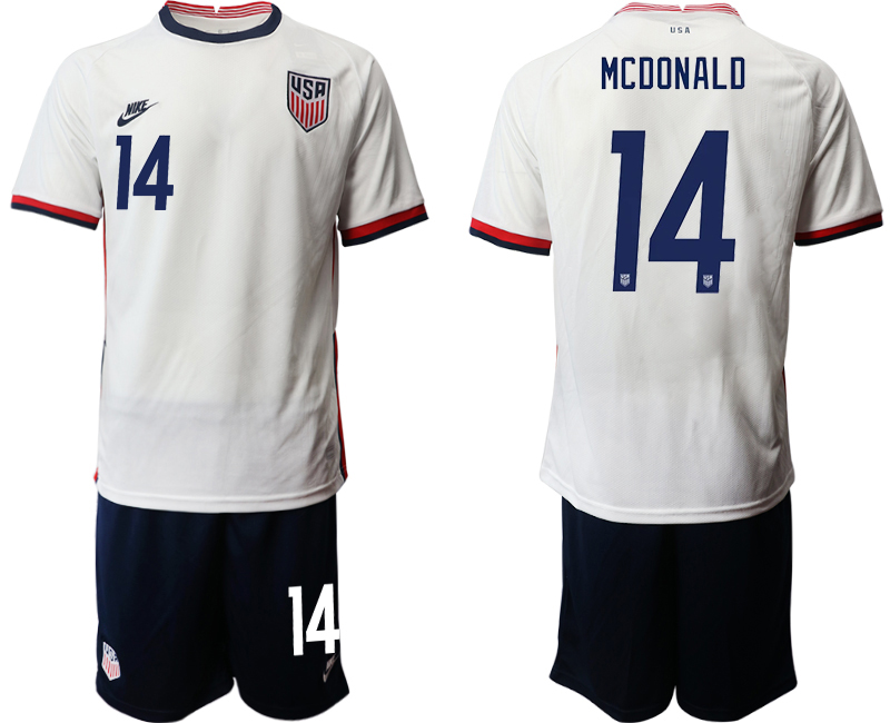 Men 2020-2021 Season National team United States home white #14 Soccer Jersey